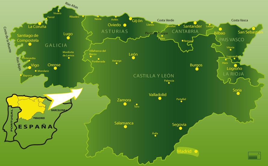 Mapa del norte de espa&ntilde;a