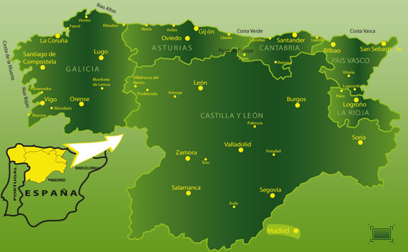Mapa del norte de espa&ntilde;a